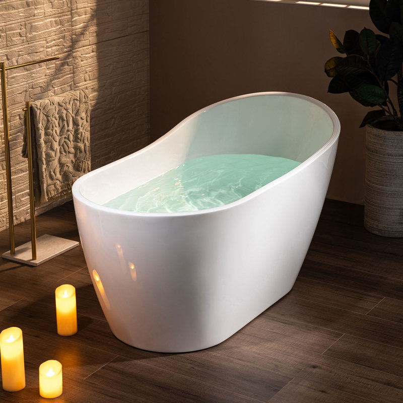 WoodBridge 54" x 28.375" Freestanding Soaking Acrylic Bathtub & Reviews